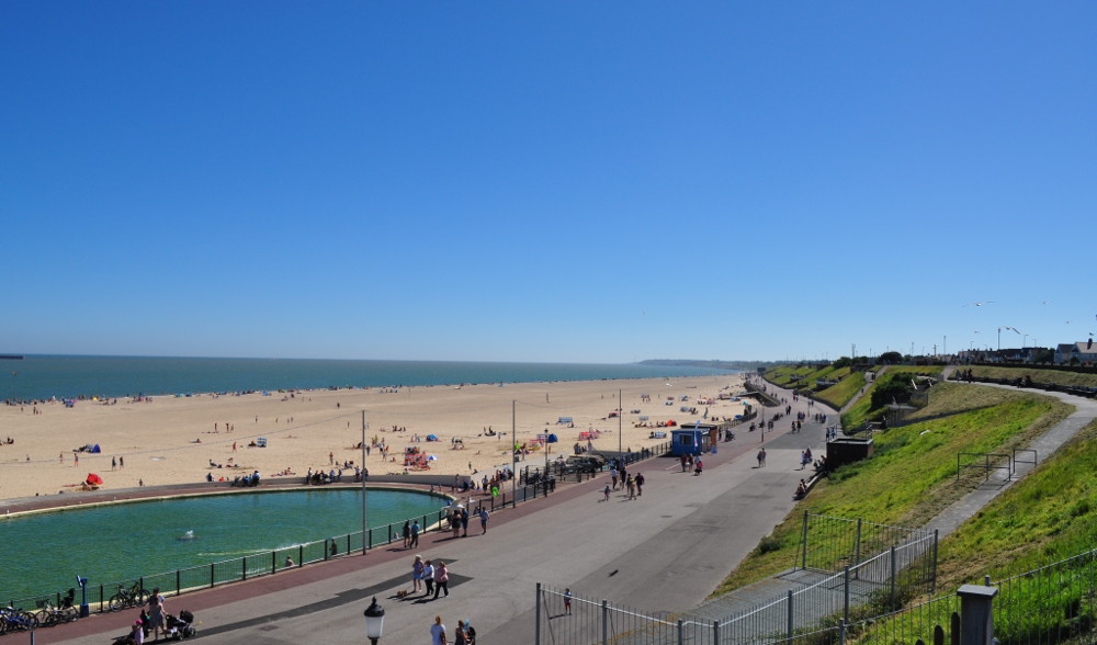 The sea-front at Gorleston-on-Sea during the summer months